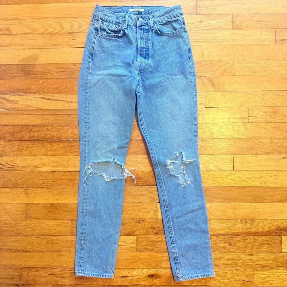 GRLFRND Denim Karolina Straight High Rise Distressed Denim‎ Jeans Sz 25